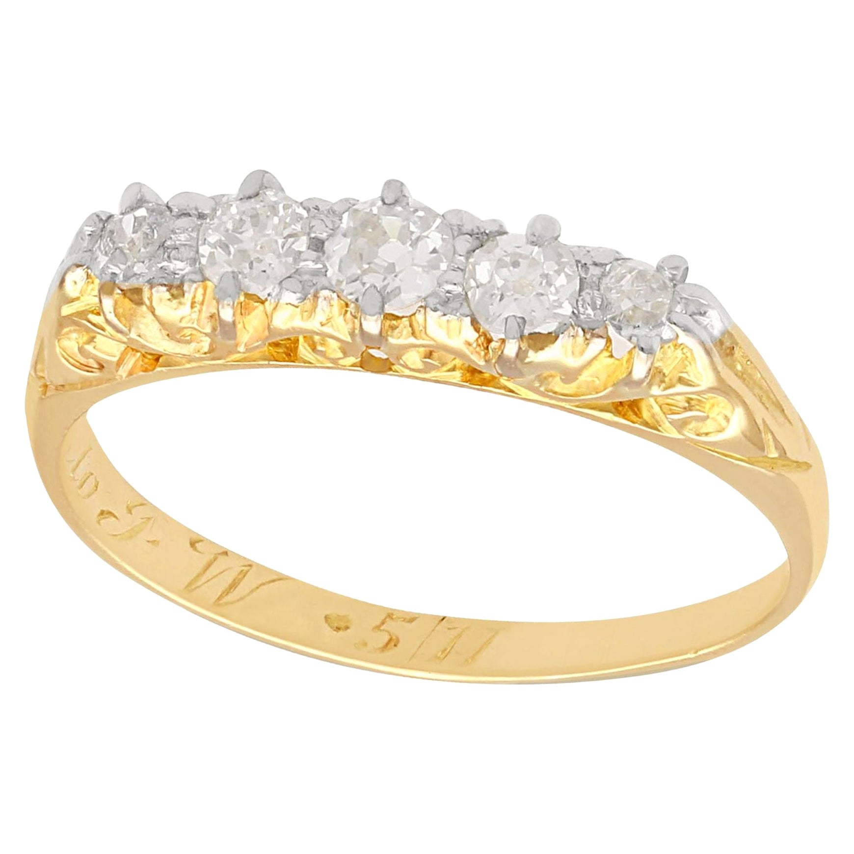 1910s Antique Diamond and Yellow Gold Five-Stone Ring