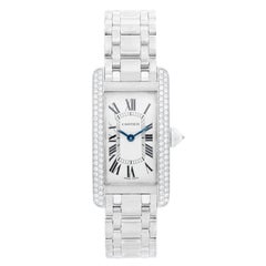 Cartier Tank Americaine 18 Karat White Gold Diamond Watch W26019L1