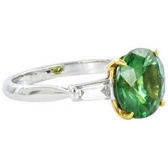 Demantoid Garnet and Diamond White Gold Ring