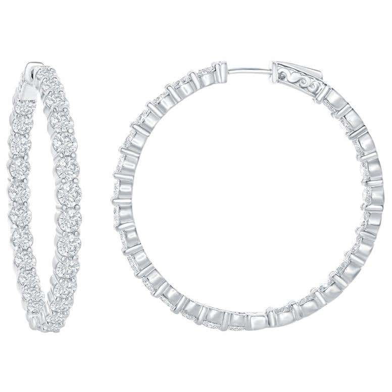 4 Carat Diamond Hoops Earrings For Sale at 1stDibs | 4 ct diamond hoop ...