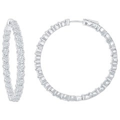Boucles d'oreilles anneau en or blanc avec diamants de 6 carats