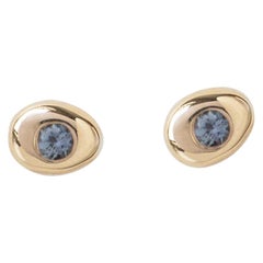 M. Hisae Teal Sapphire Stud Earring