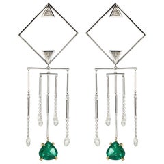 White Gold Mobile Emerald Earrings