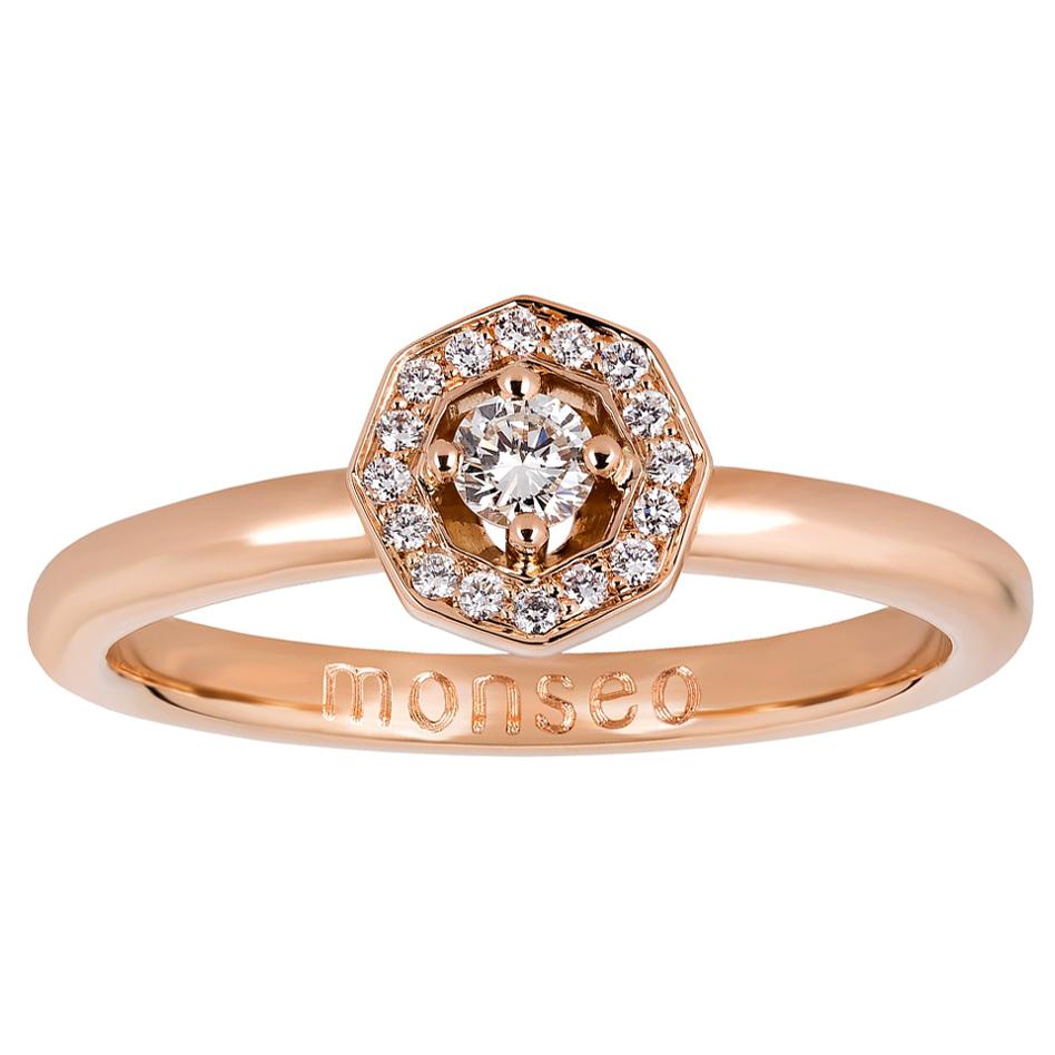 Monseo Rose Gold Diamonds Solitaire Engagement Ring For Sale