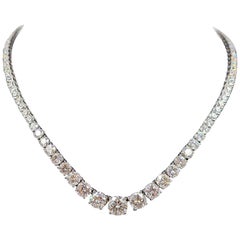 Round Cut Diamond Riviera Graduating Necklace