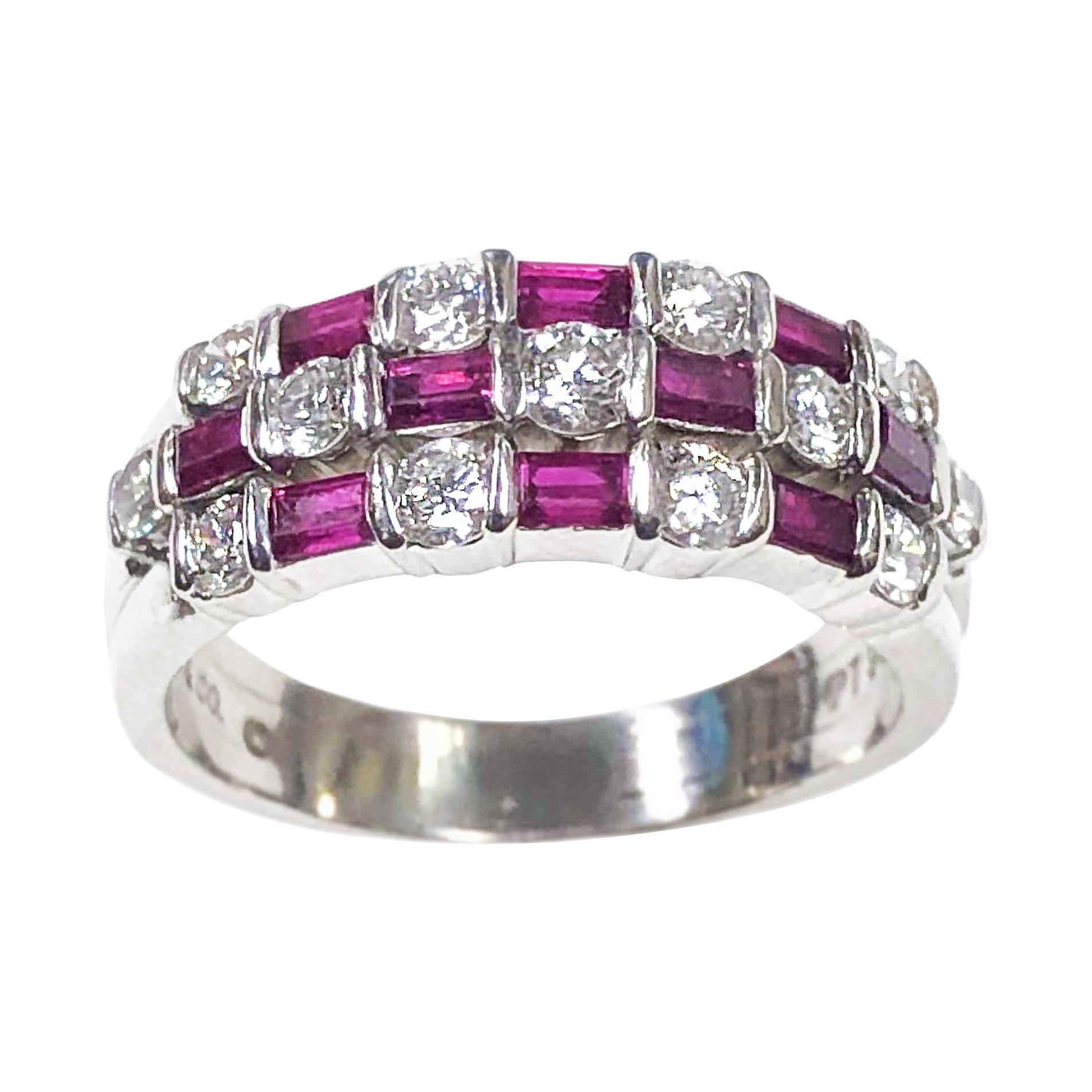 Tiffany & Co. Platinum Ruby and Diamond Dot Dash Ring