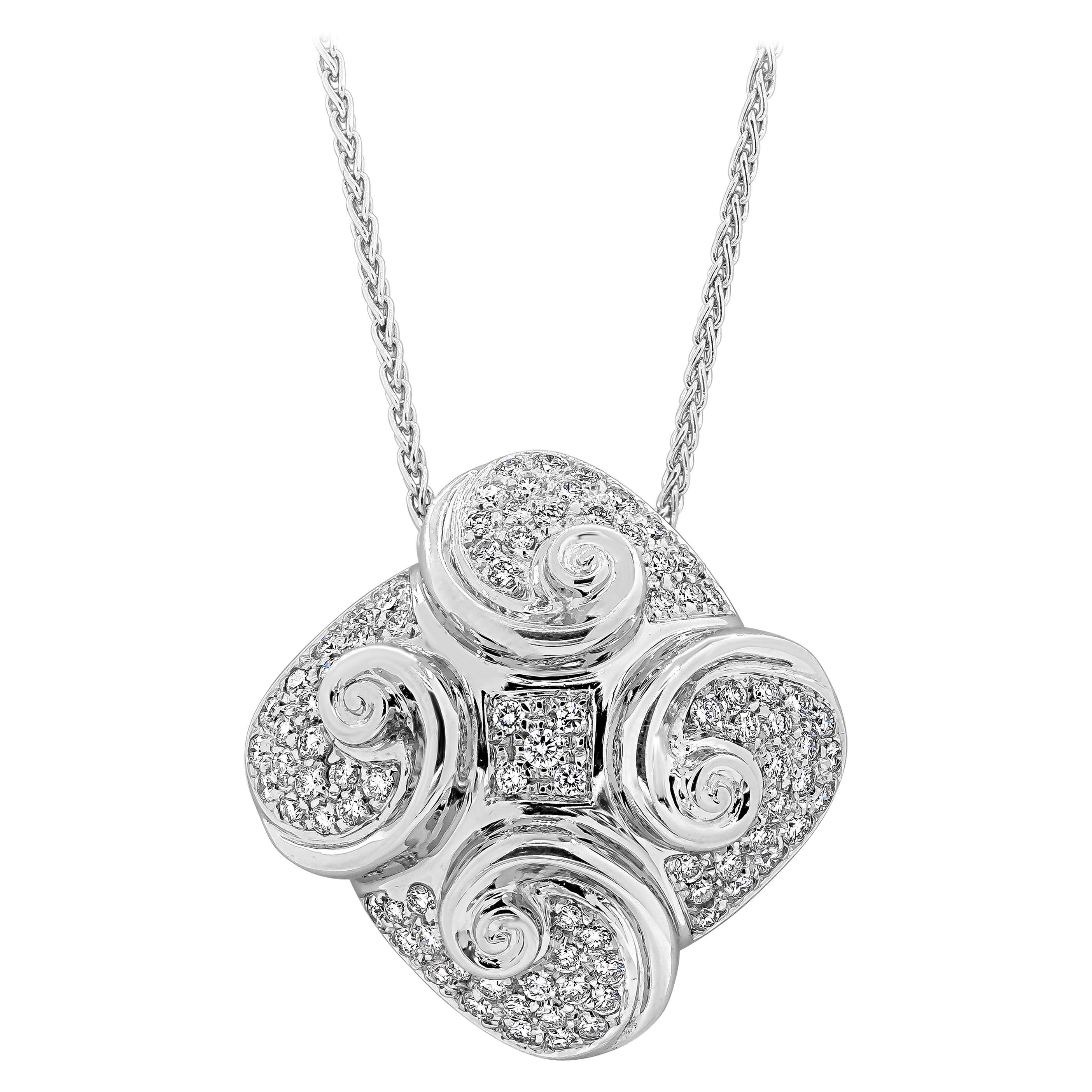 Roman Malakov 1.34 Carat Diamond Swirl Fashion Pendant Necklace