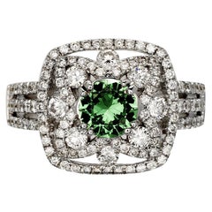 Bloom 0.72 Carat Green Tsavorite Engagement Ring with Diamonds 1.03 Carat