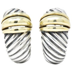David Yurman 14 Karat Gold Sterling Silver Cable Twist Earrings