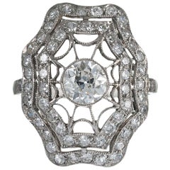 Art Deco Style “Spider Web” Diamond Plaque Ring