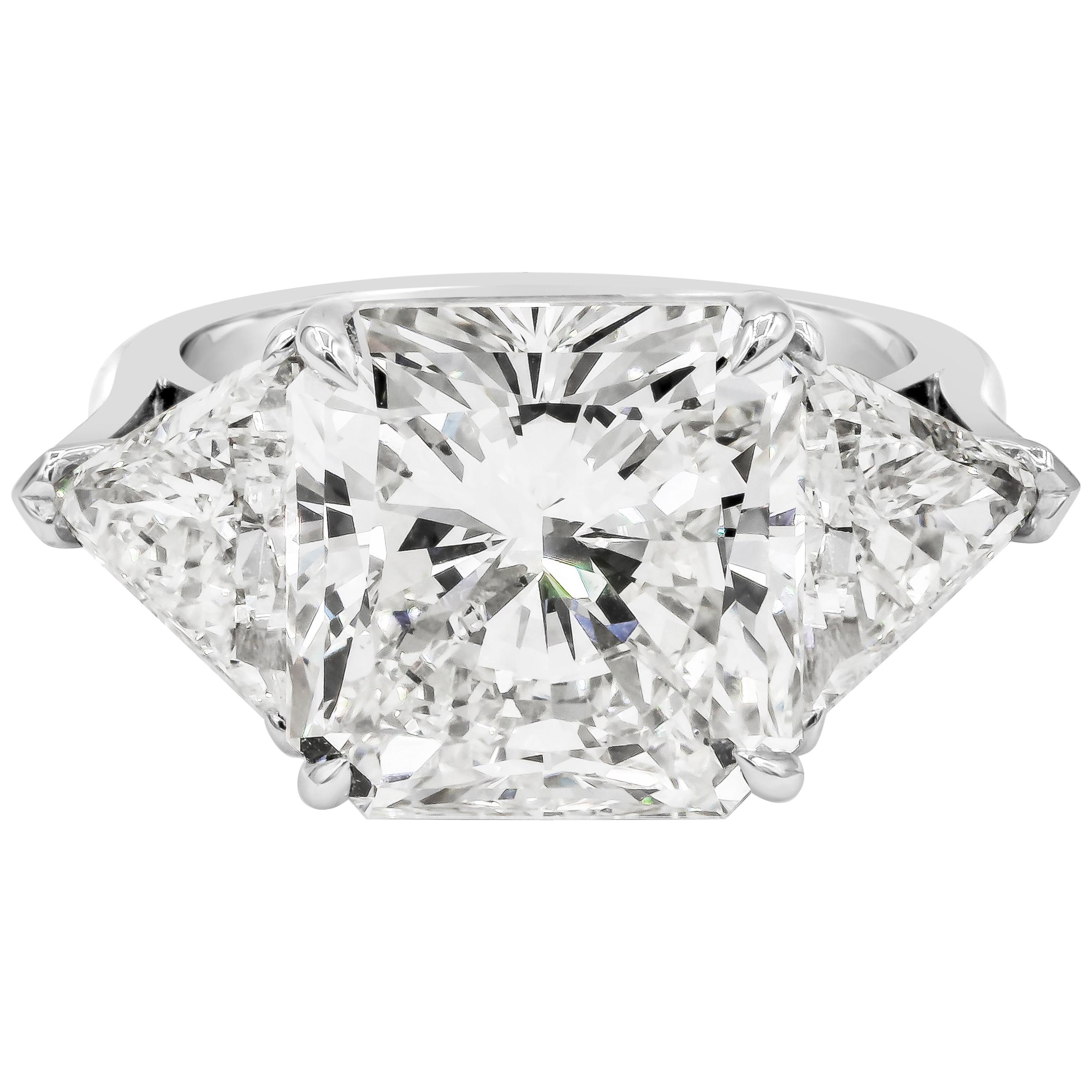 Roman Malakov, GIA Certified Radiant Cut Diamond Three-Stone Engagement Ring