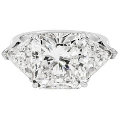Bague de fiançailles à trois pierres en diamant taille radiant de 9.06 carats certifié GIA