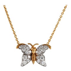 Diamond Butterfly Necklace, Signed Van Cleef & Arpels