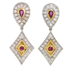 Rubies and Diamond Gold Earrings