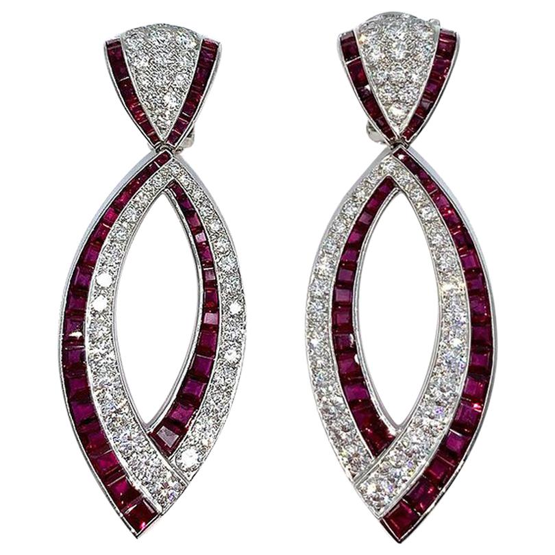 Van Cleef & Arpels Diamond and Ruby Earrings