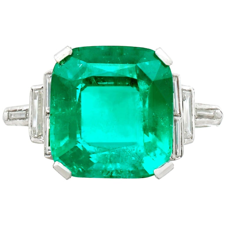 GCS Certified Antique 5.00 Carat Colombian Emerald Ring For Sale at 1stdibs