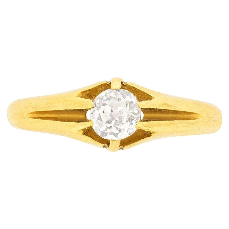 Victorian 0.50 Carat Diamond Signet Ring, circa 1900s For Sale