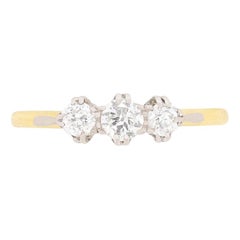 Antique Edwardian Three-Stone Diamond Engagement Ring, circa 1910