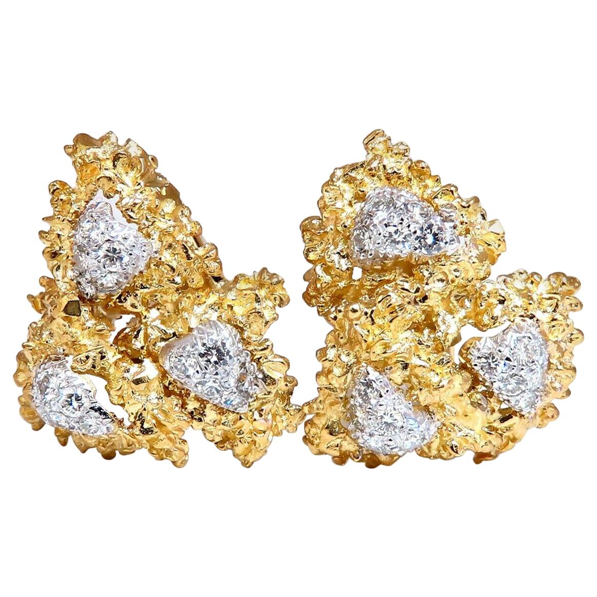 .75 Carat Natural Diamonds Golden Nugget Cufflinks 14 Karat