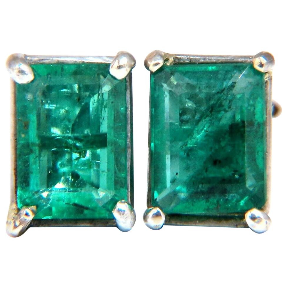 2.72 Carat Natural Green Emeralds Stud Earrings 14 Karat