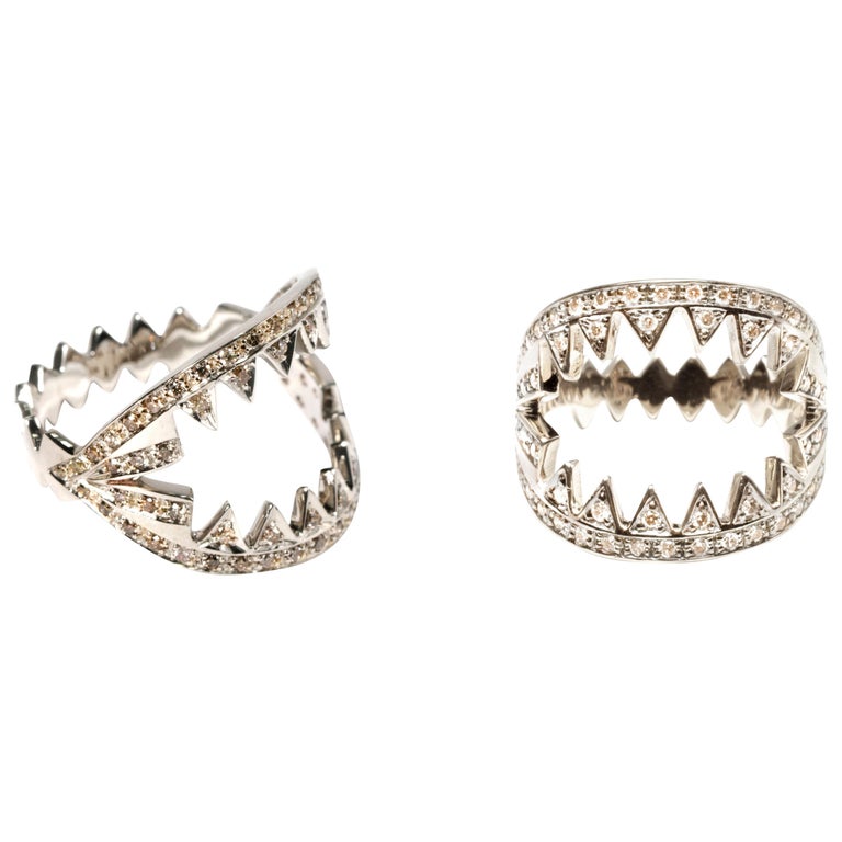 White Gold Brown Diamonds Shark Ring For Sale at 1stDibs | diamond ...