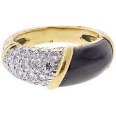 Van Cleef & Arpels, bague à anneau en diamant noir et onyx