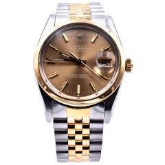 Retro Rolex Datejust Two-Tone 18 Karat Yellow Gold Watch Ref. 15203