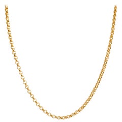 18 Karat Yellow Gold Rollo Belcher Chain Necklace