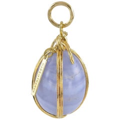 French Gold and Agate Egg Pendant