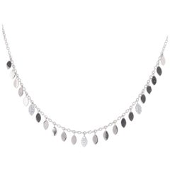 GVS 0.16 Carat Round Diamond Pampille Chocker Necklace 18K White Gold Jewelry 