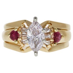 GIA Certified 1.09 Carat Fancy Faint Pink Diamond and Ruby Ring in 14 Karat Gold