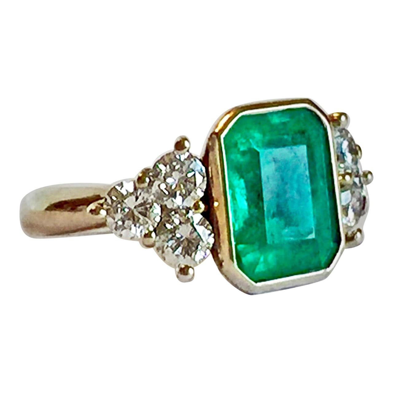 5.7 Carat Colombian Emerald Diamond Engagement Ring 18 Karat
