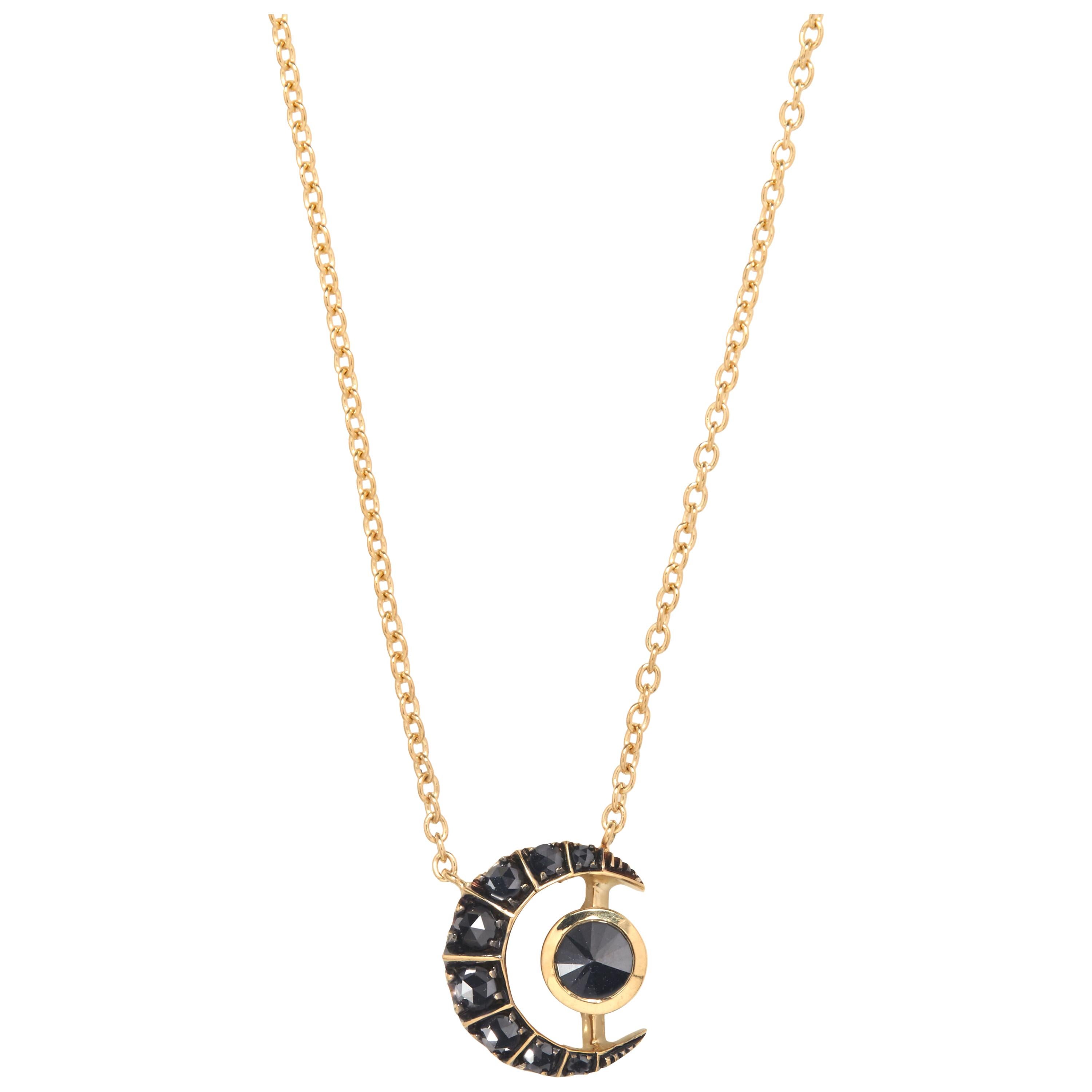 Ara Vartanian Black Diamonds in 18k Yellow Gold Pendant PB94-4 For Sale