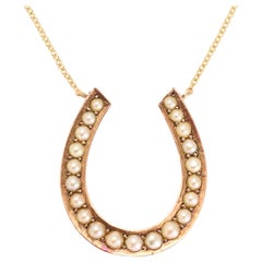 Victorian Pearl Lucky Horseshoe Necklace