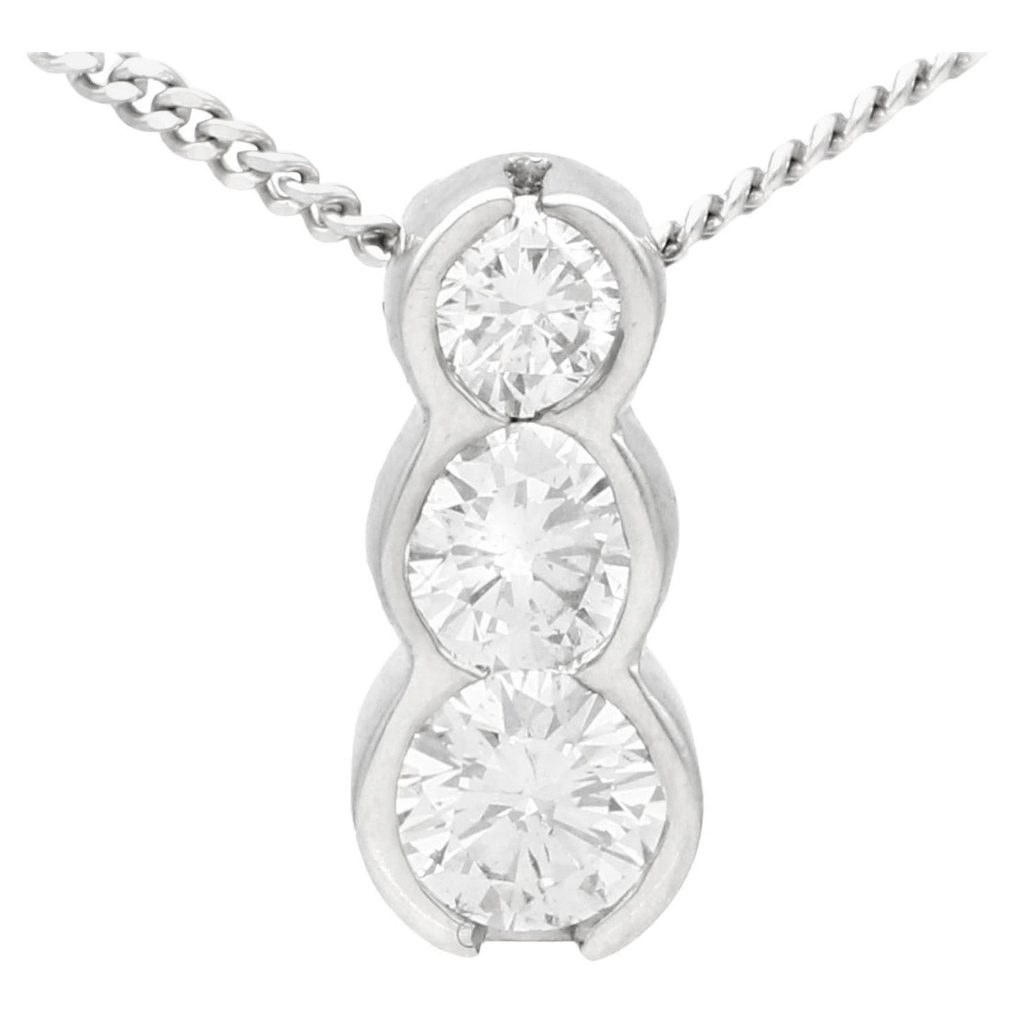 Diamond Trilogy Platinum Pendant For Sale