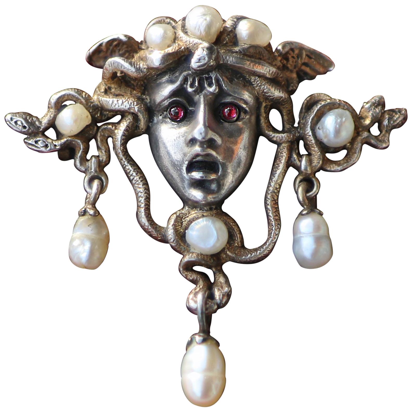 Karl Rothmüller Jugendstil Medusa Brooch