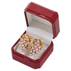 Freshwater Pearls Earclips, 750 Yellow Gold