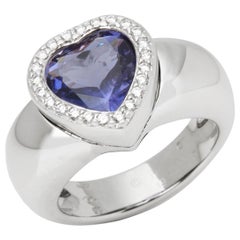 Piaget 18 Karat White Gold Iolite & Diamond Heart Cocktail Ring