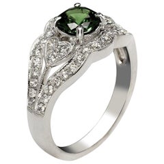 Veda 0.73 Carat Green Tsavorite Engagement Ring with Diamonds 0.62 Carat