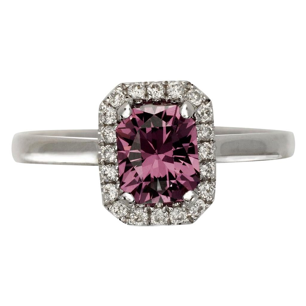 Liv 1 Carat Violet Pink Spinel Engagement Ring With Diamonds 0.16 Carat For Sale