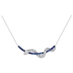 Garrard Signature Serpent 'Muse' 18 Karat White Gold Sapphire & Diamond Necklace