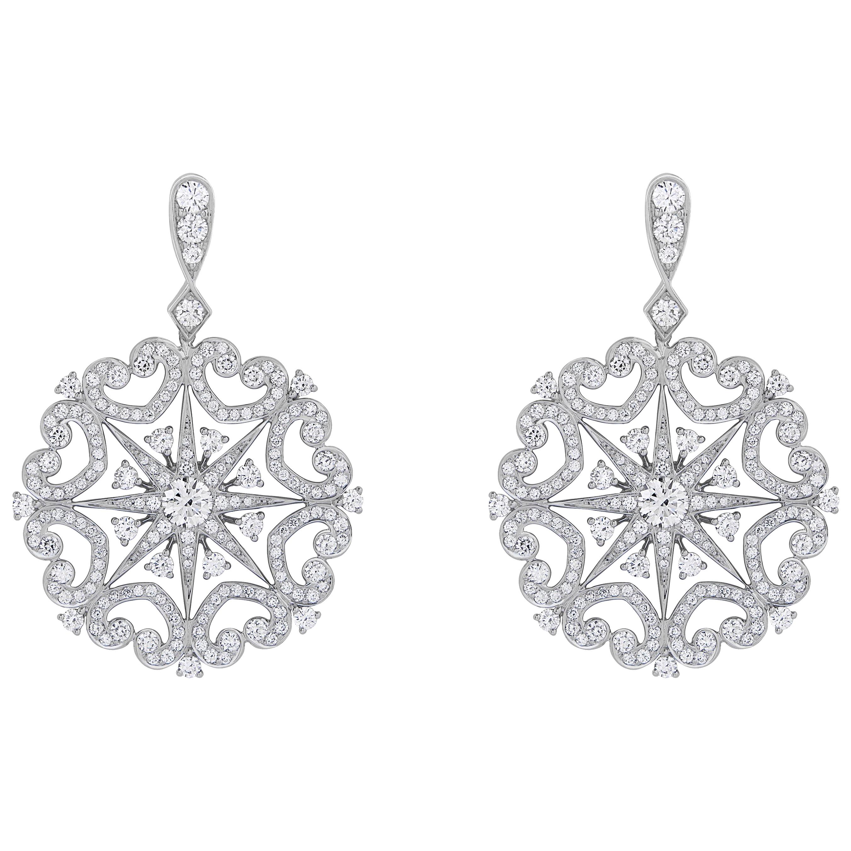 Garrard 3.31ct Bridal Starlight Muse 18 Karat White Gold White Diamond Earrings For Sale