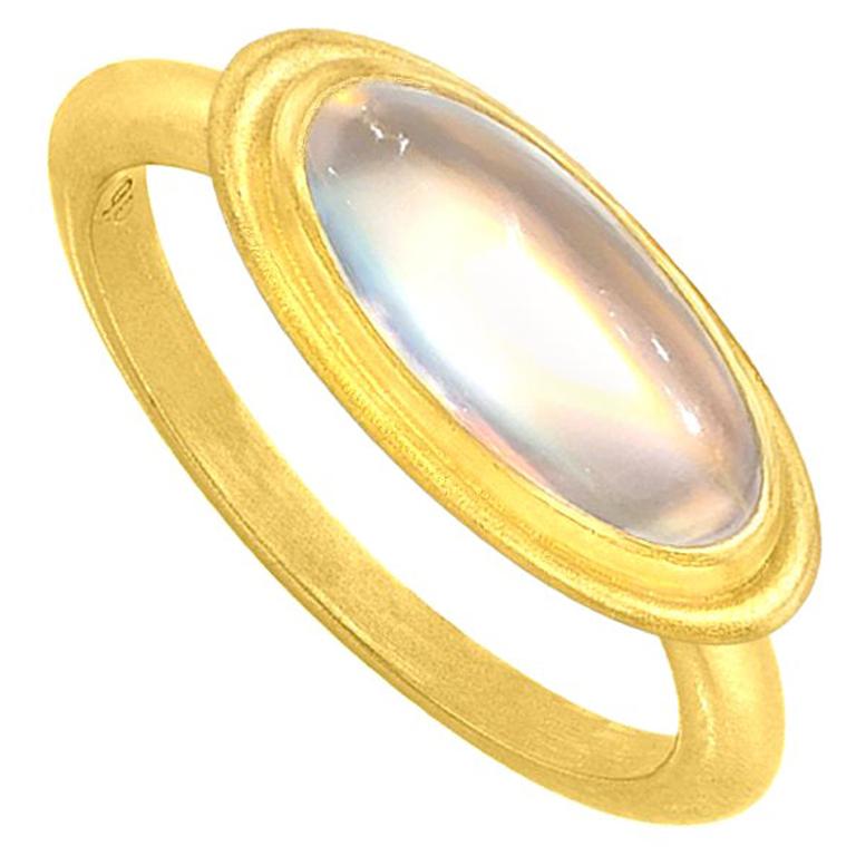 Denise Betesh Entrancing Oval Rainbow Moonstone One of a Kind Ring