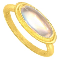 Denise Betesh Entrancing Oval Rainbow Moonstone One of a Kind Ring
