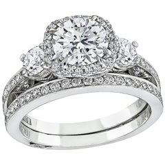 Used Tacori GIA 1.10 Carat Diamond Engagement Ring and Eternity Band Set