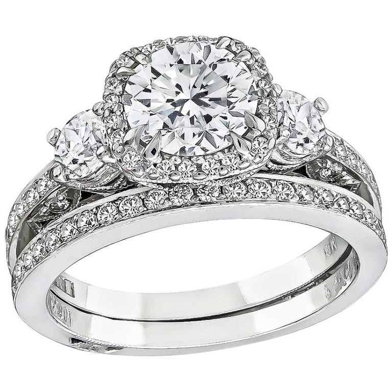 Tacori GIA 1.10 Carat Diamond Engagement Ring and Eternity Band Set For ...