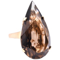 14 Karat Yellow Gold Vintage Smokey Topaz Ring