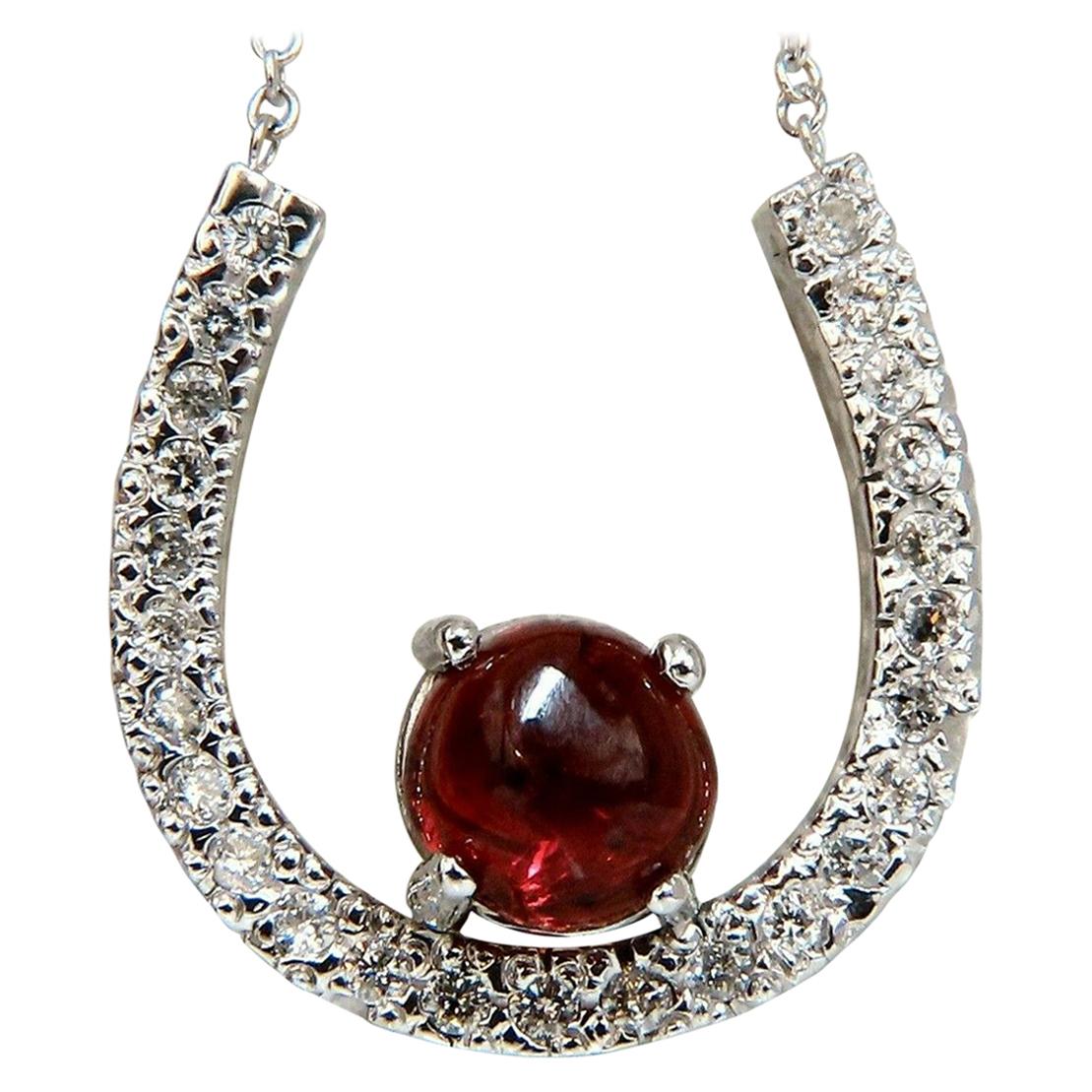 2.55 Carat Natural Spinel Diamond Horseshoe Necklace 14 Karat For Sale