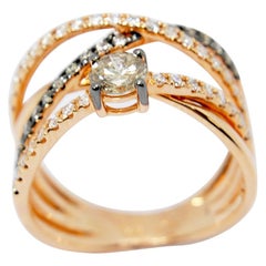 Pradera Solitaire Ring with Center Brown Diamond and 18 Karat Gold