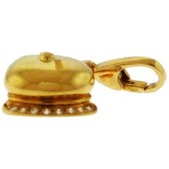 Diamond and 18 Karat Yellow Gold Bracelet Hat Charm by Crivelli